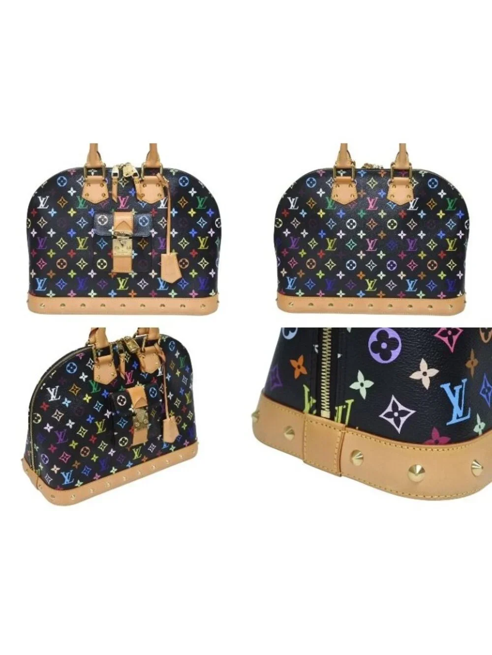 Louis Vuitton Takashi Murakami Alma GM Handbag Monogram Multicolor Black